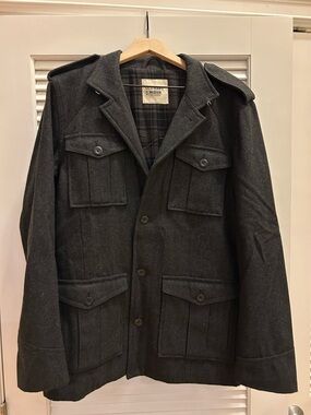 Old Navy Men’s Charcoal Wool-Blend Military Field Jacket Size M